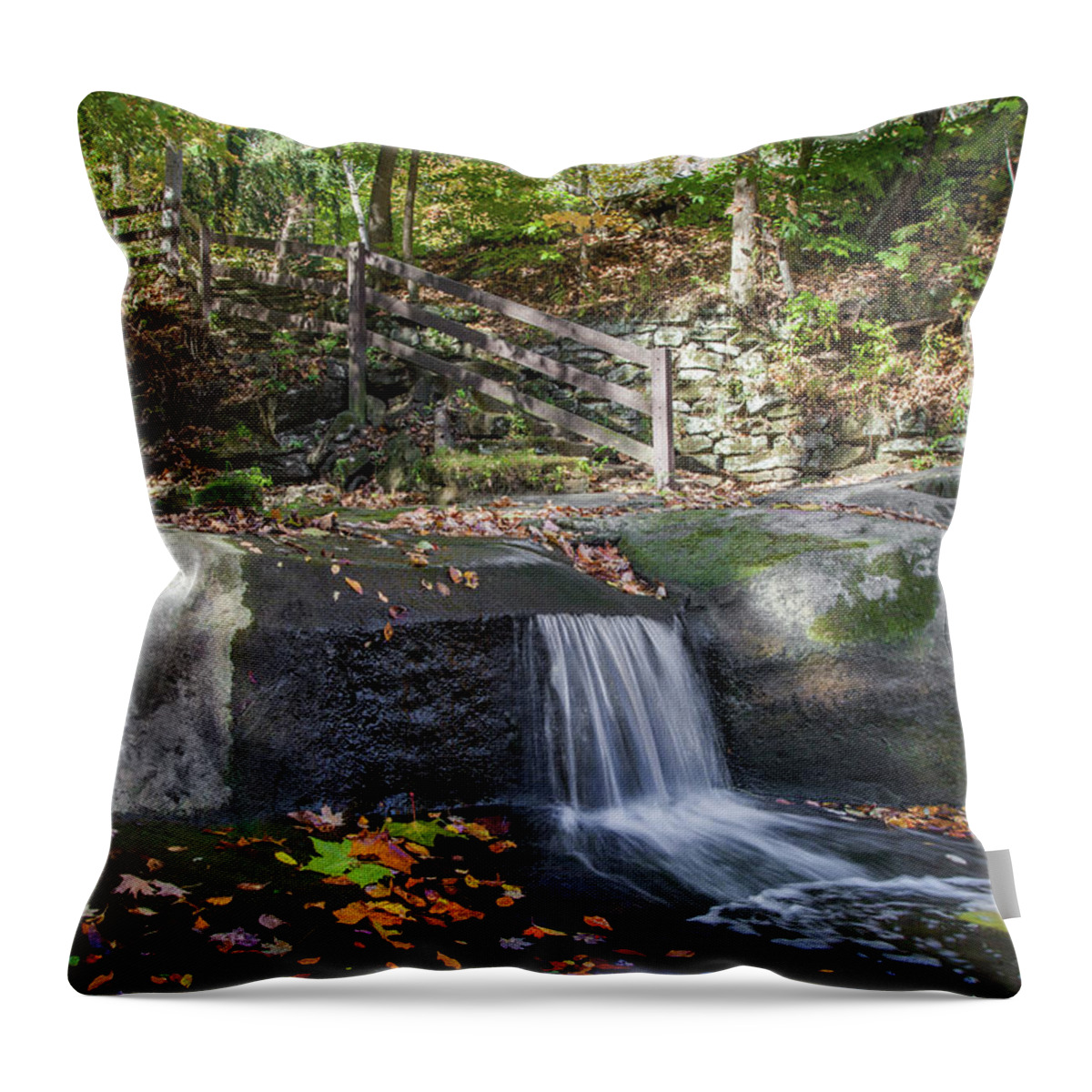 Autumn Glen Throw Pillow featuring the photograph Autumn Glen Olmsted Falls by Lon Dittrick