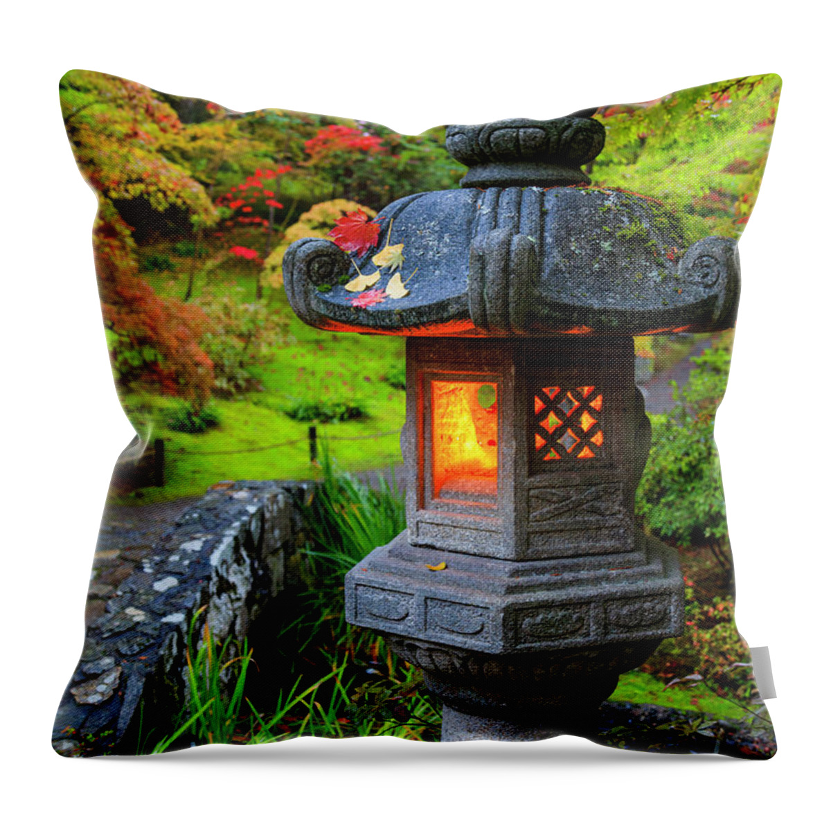 Japanese Garden Throw Pillow featuring the photograph Autumn Glow by Briand Sanderson