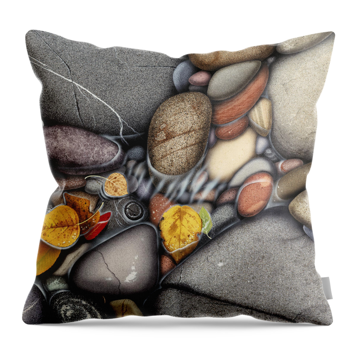 Jon Q Wright Throw Pillow featuring the painting Autumn Stones by JQ Licensing