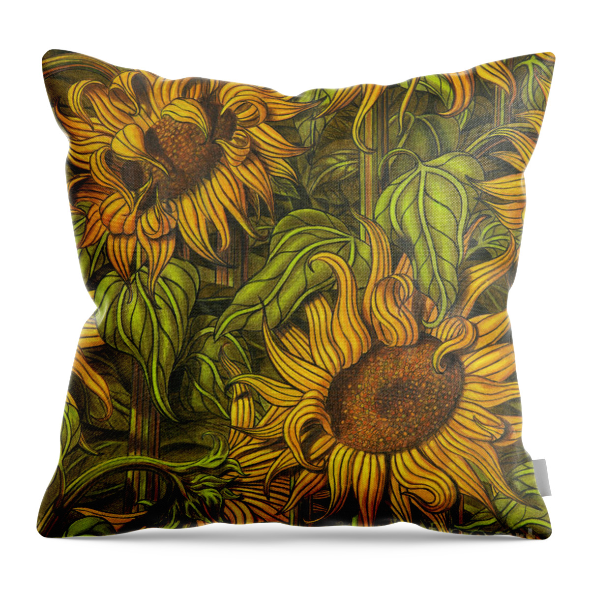 Impressionism Throw Pillow featuring the drawing Autumn Suns by Scott Brennan