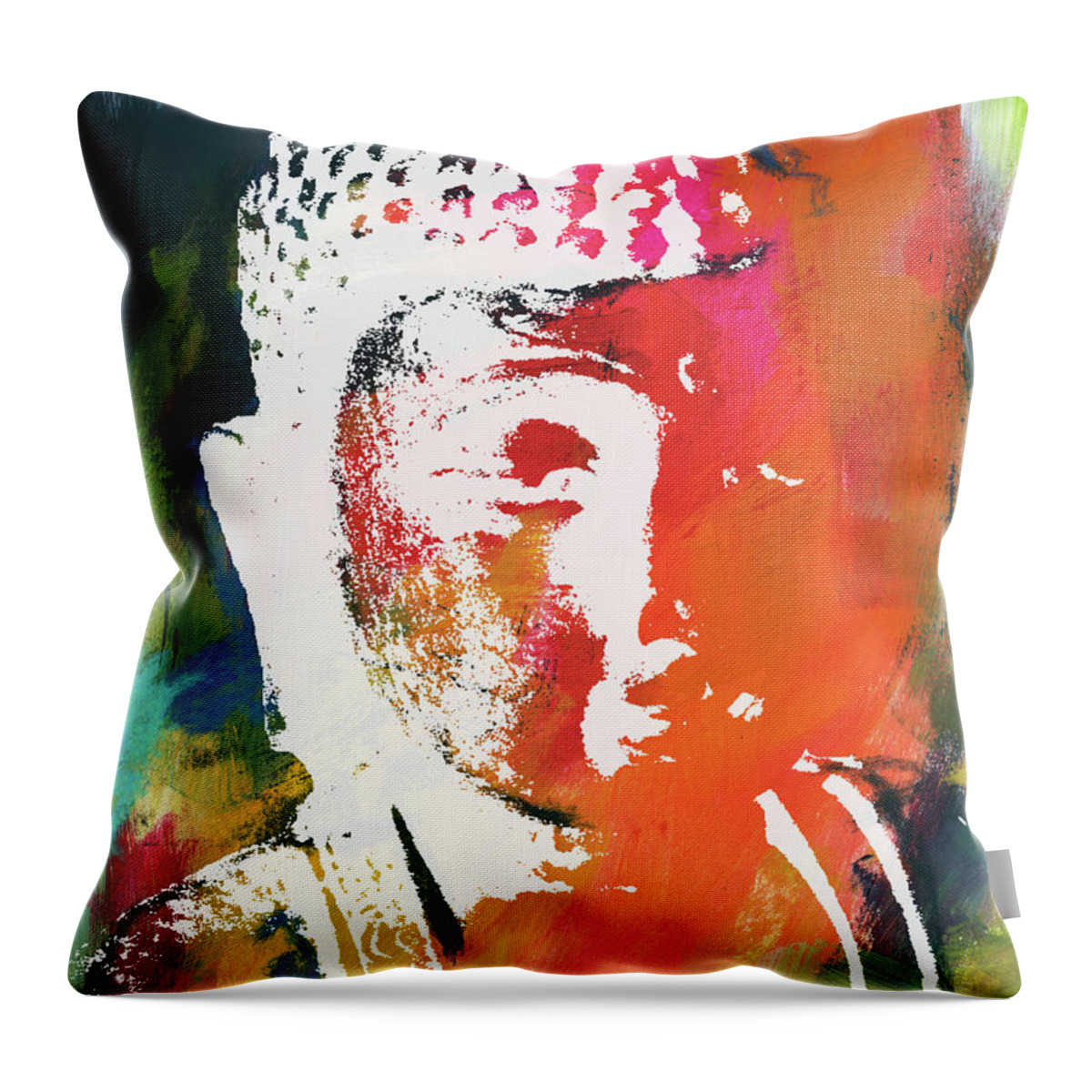 Buddha Throw Pillow featuring the mixed media Awakened Buddha 5- Art by Linda Woods by Linda Woods