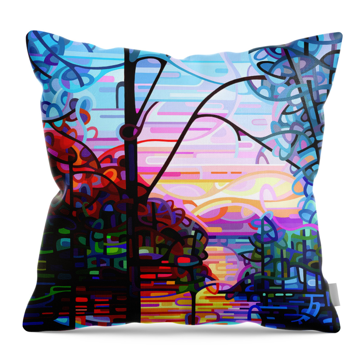 Landscape Throw Pillow featuring the painting Awakening by Mandy Budan