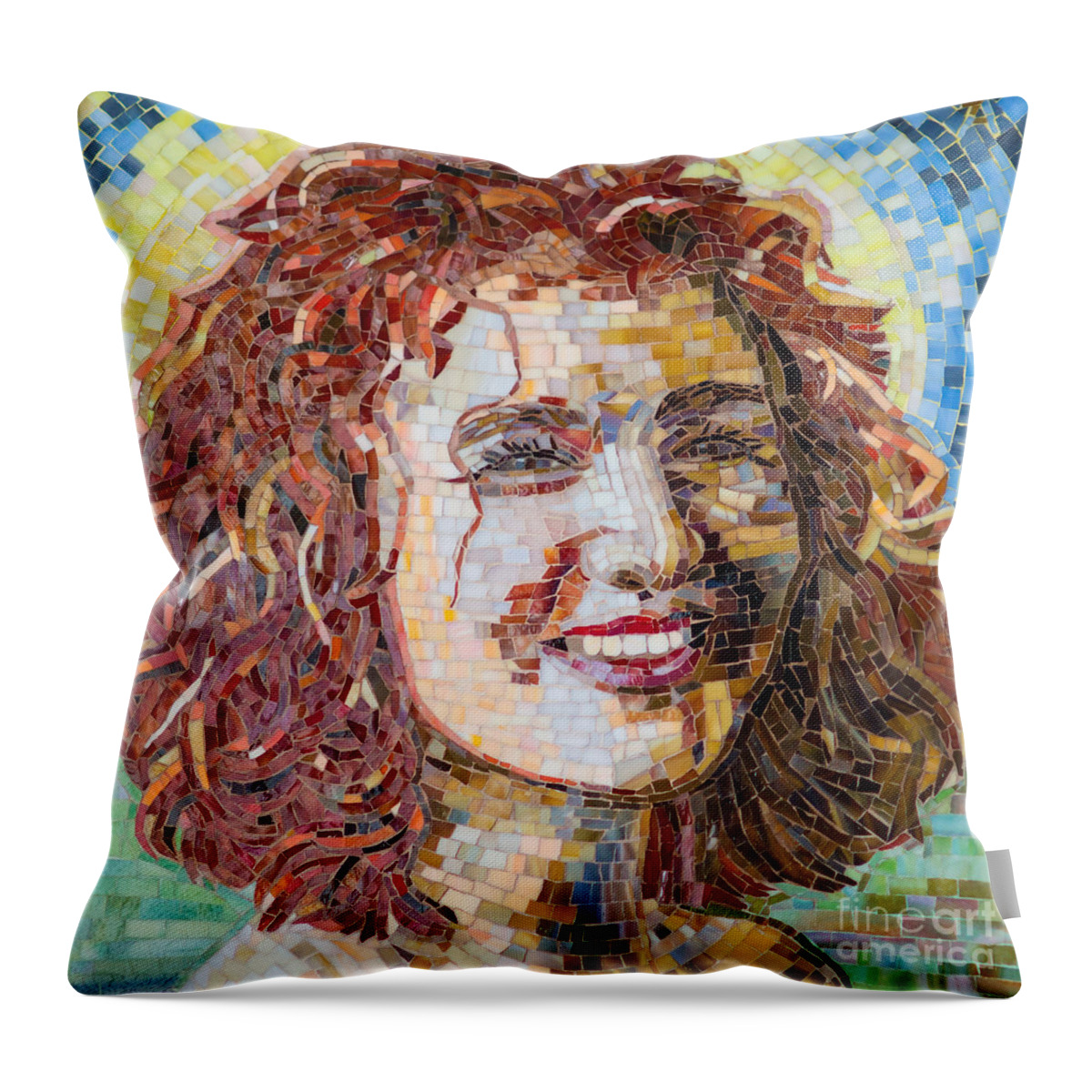 Young Throw Pillow featuring the mixed media Ayala by Adriana Zoon