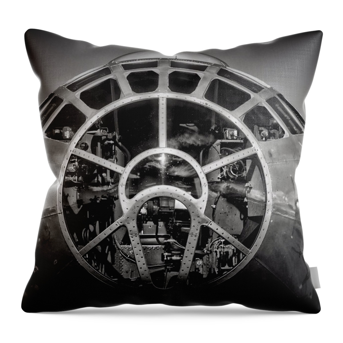 Black And White Throw Pillow featuring the photograph B-29 by Richard Gehlbach