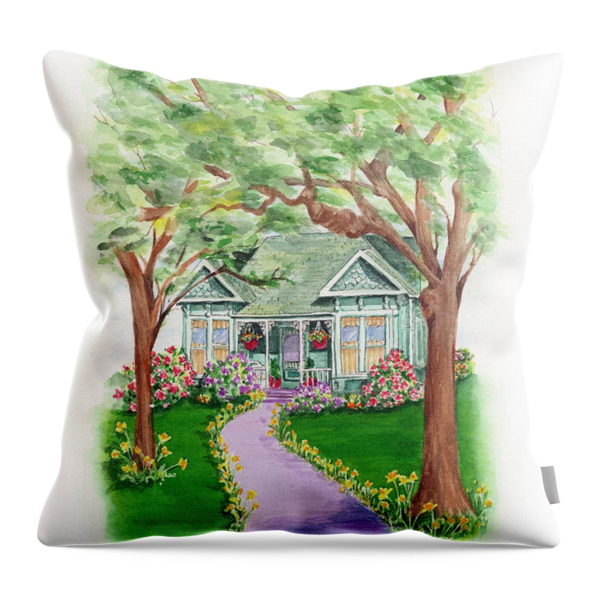 Ashland Throw Pillow featuring the painting B Street by Lori Taylor