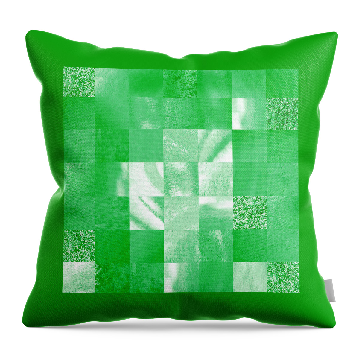 Green Throw Pillow featuring the painting Baby Green Marble Quilt II by Irina Sztukowski
