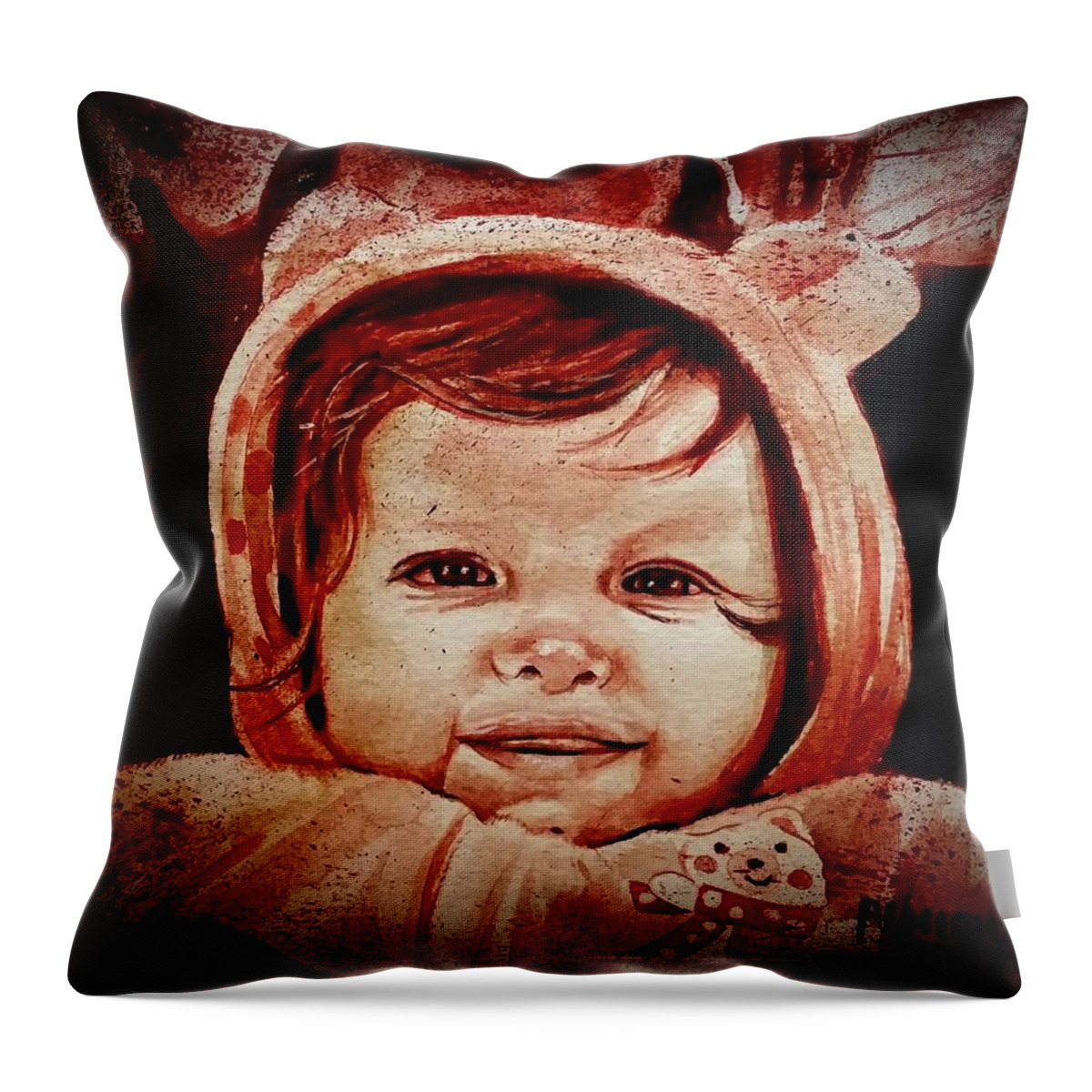Baby Throw Pillow featuring the painting Baby Painted In Mother's Blood by Ryan Almighty