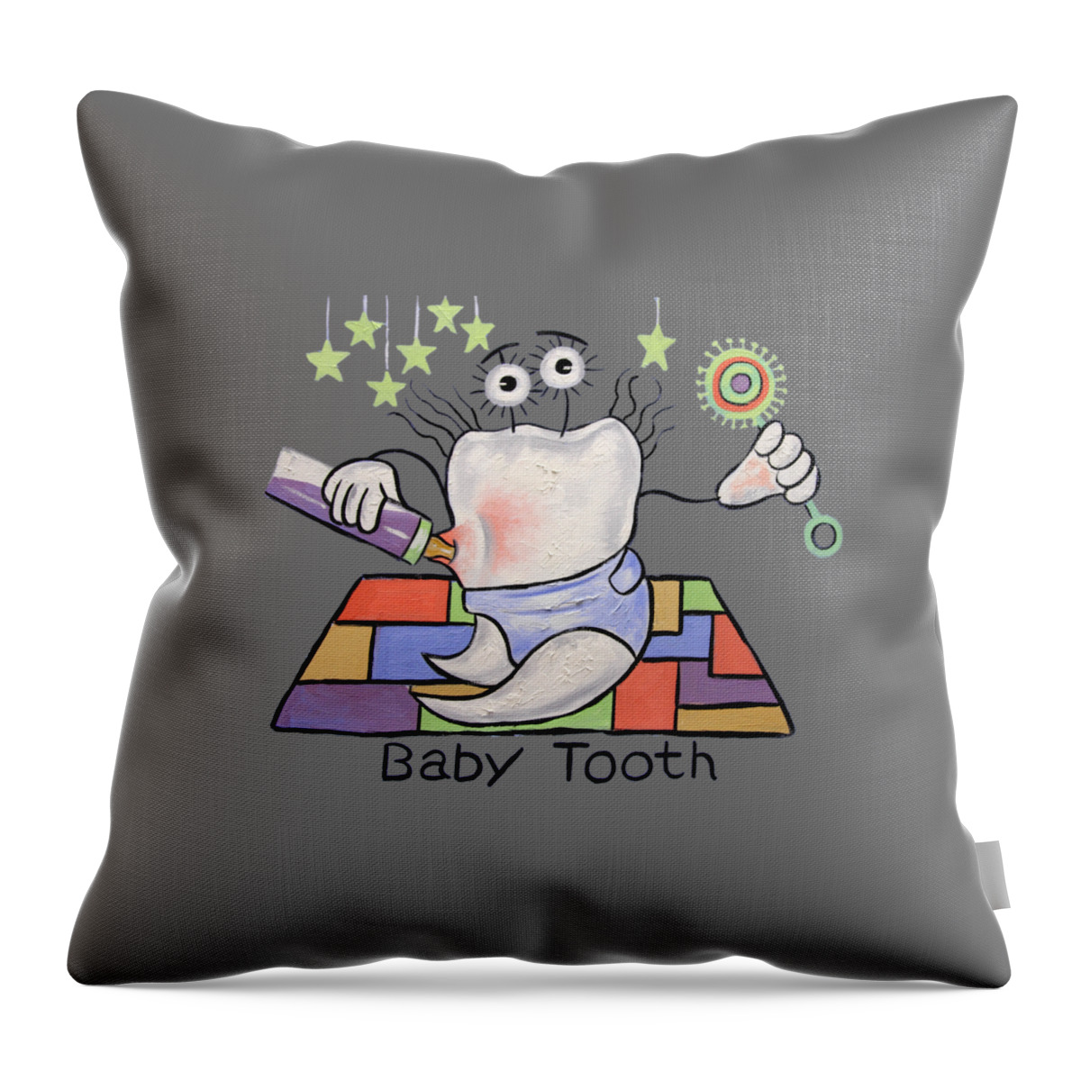Baby Tooth T-shirts Throw Pillow featuring the painting Baby Tooth T-Shirt by Anthony Falbo