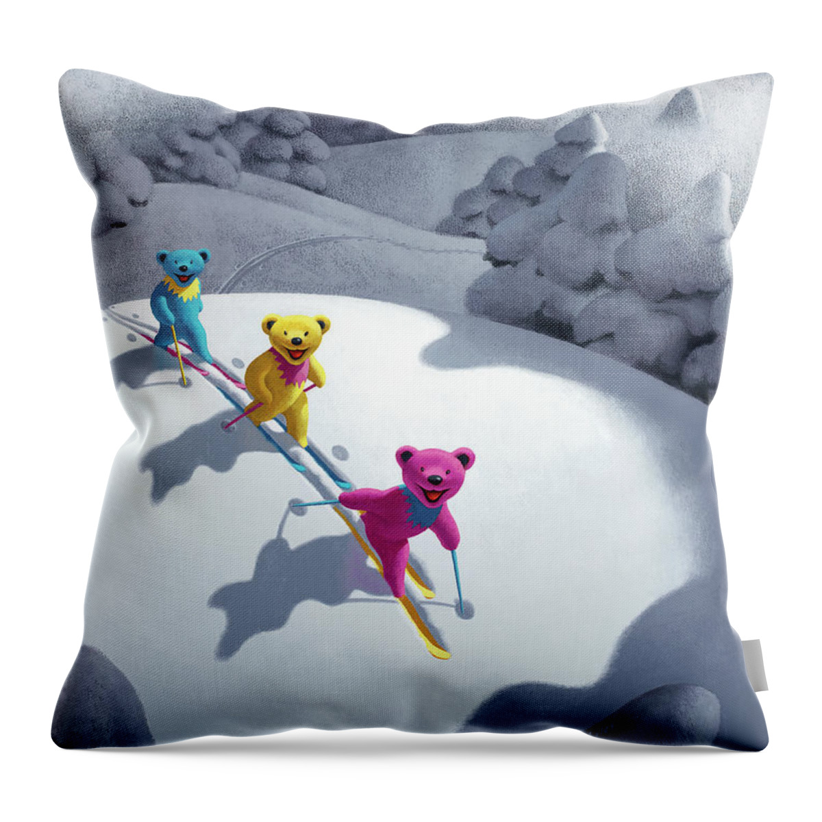 Bears Throw Pillow featuring the painting Back Country Bears by Chris Miles