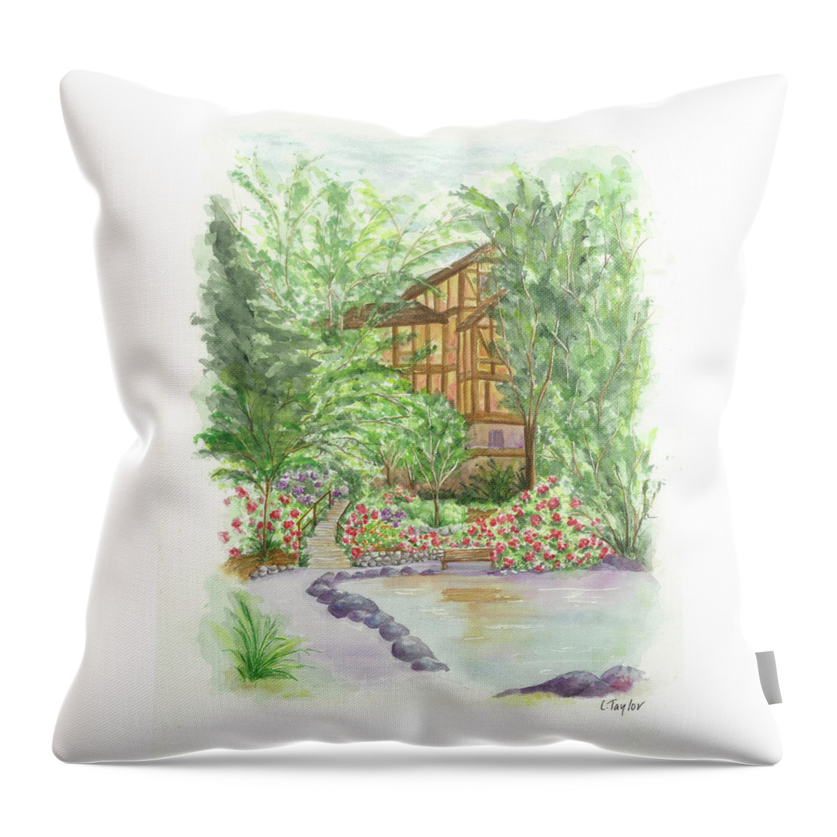 Shakespeare Plays Throw Pillow featuring the painting Backside of Shakespeare by Lori Taylor