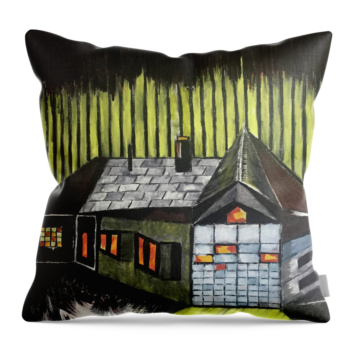 House Throw Pillow featuring the drawing Backyard by Dennis Ellman