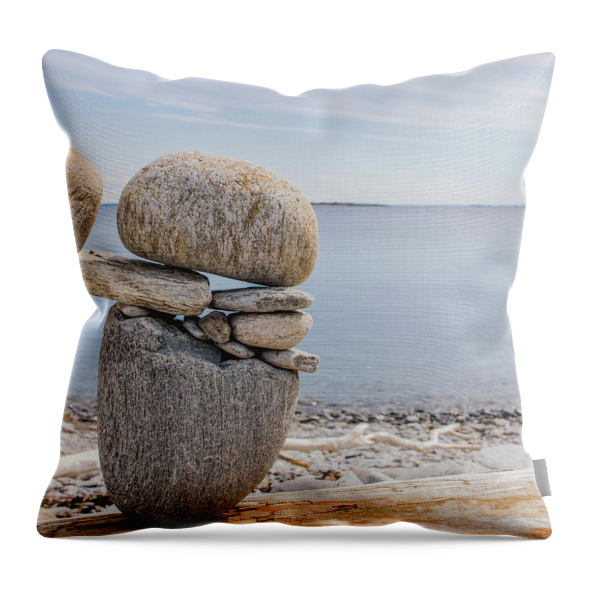 Rocks Throw Pillow featuring the photograph Balanced by Holly Ross