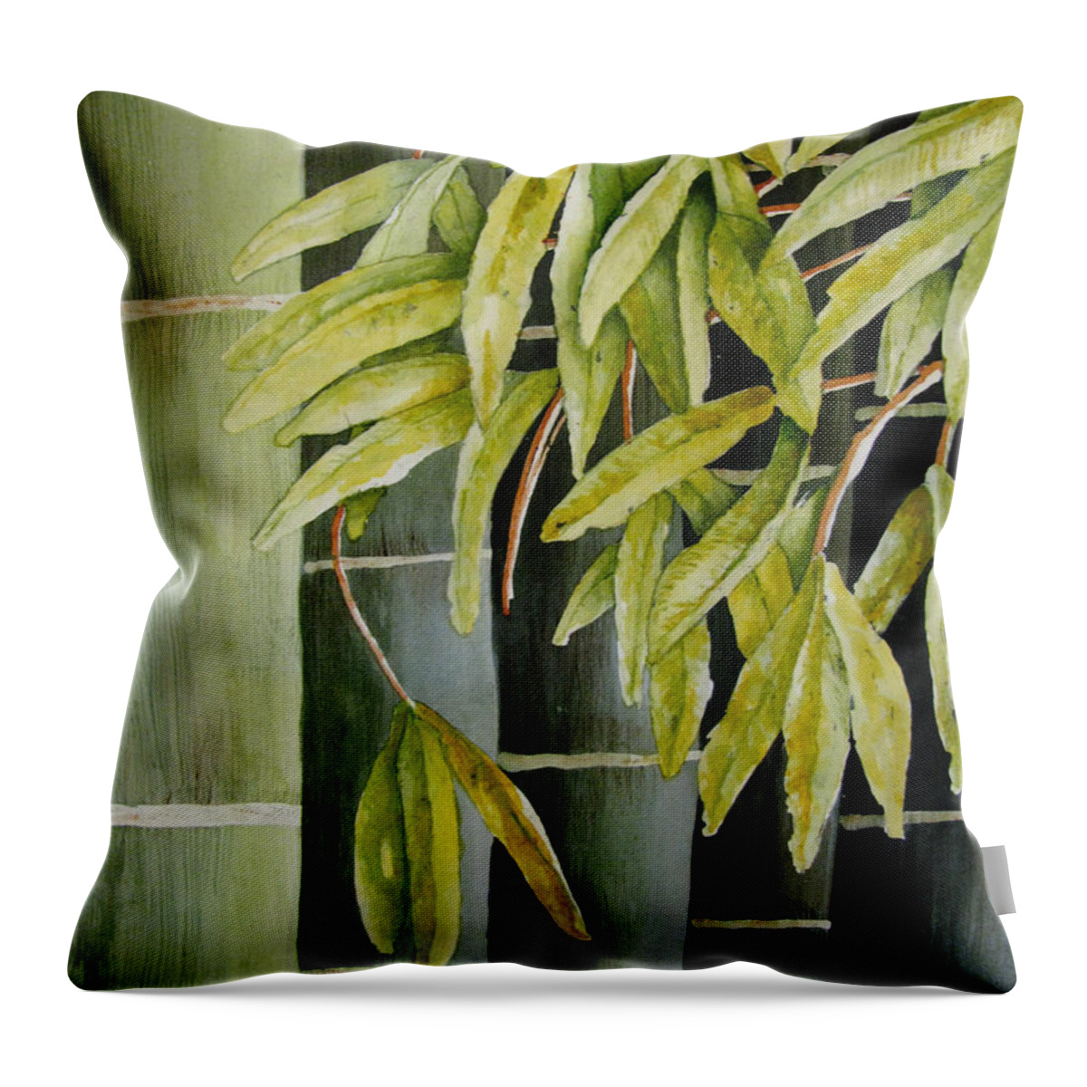 Bamboo Throw Pillow featuring the painting Bamboo by April Burton