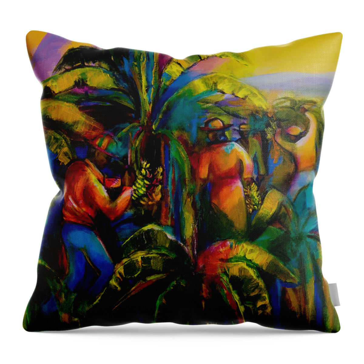 Banana Throw Pillow featuring the painting Banana Plantation by Cynthia McLean