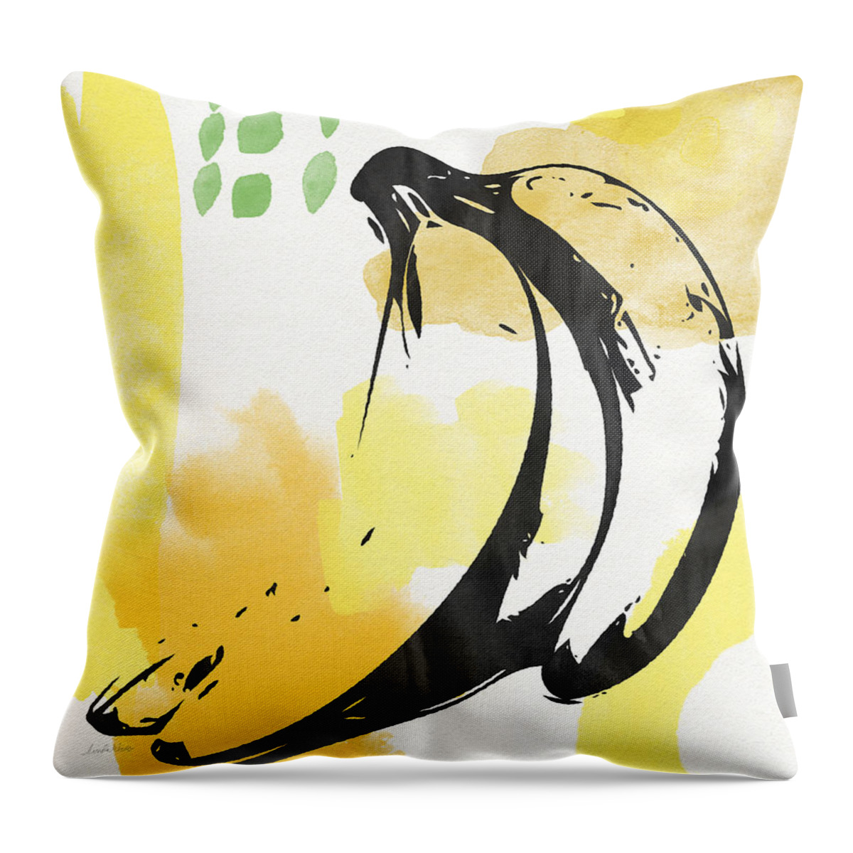 Bananas Throw Pillow featuring the painting Bananas- Art by Linda Woods by Linda Woods