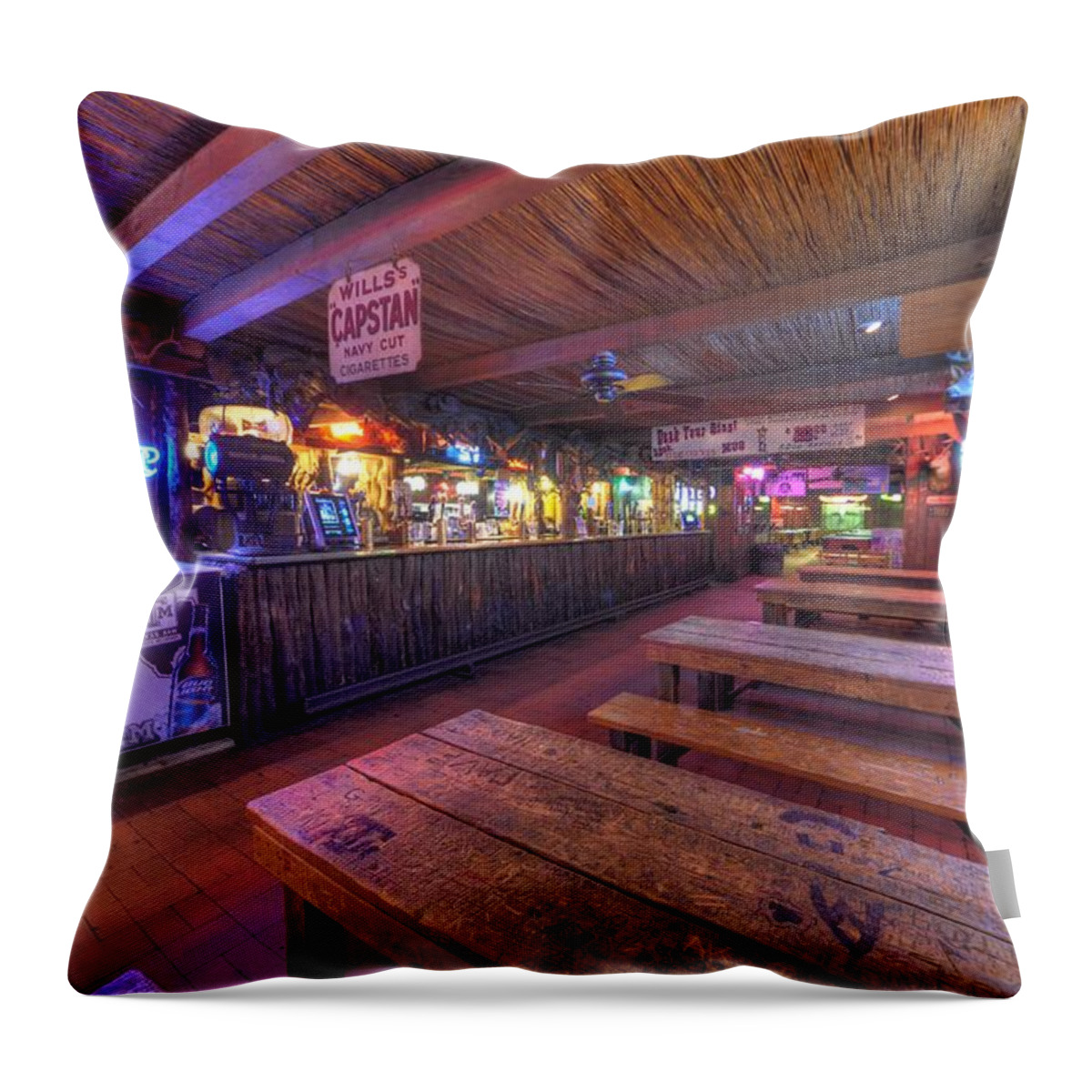 Beer Throw Pillow featuring the photograph Bar at the Dixie Chicken by David Morefield