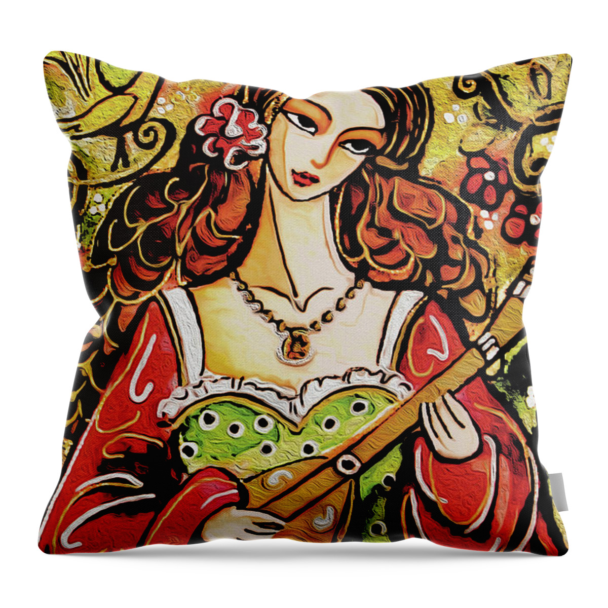 Bard Woman Throw Pillow featuring the painting Bard Lady I by Eva Campbell