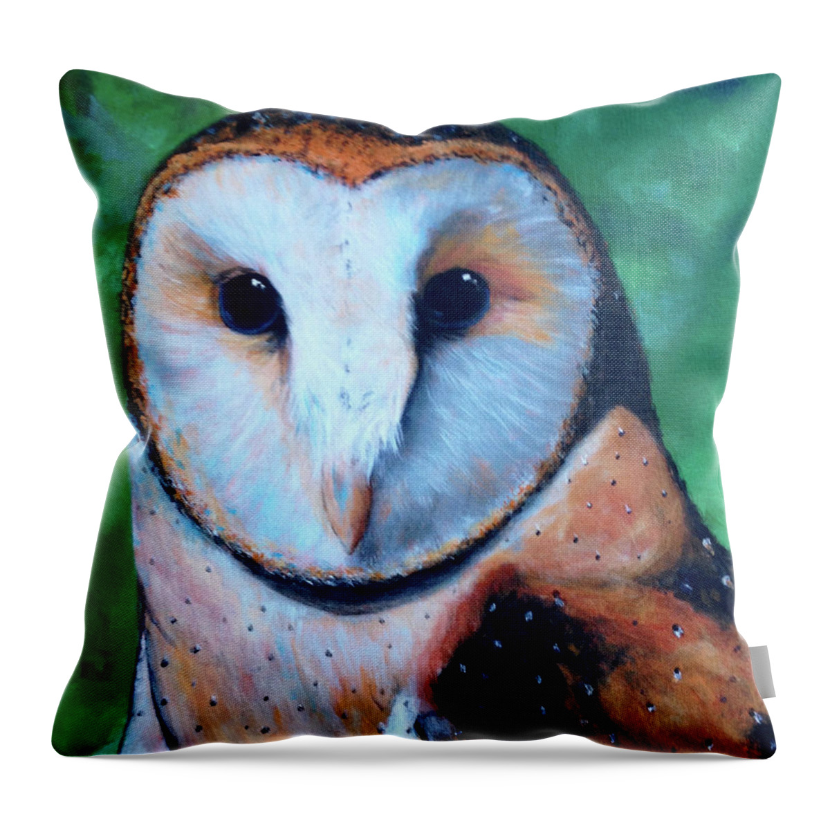 Owl Throw Pillow featuring the painting Barn Owl by Donna Tucker