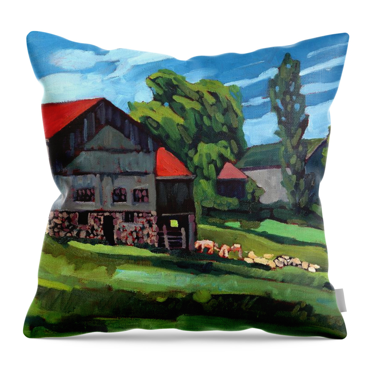 814 Throw Pillow featuring the painting Barn Roofs by Phil Chadwick