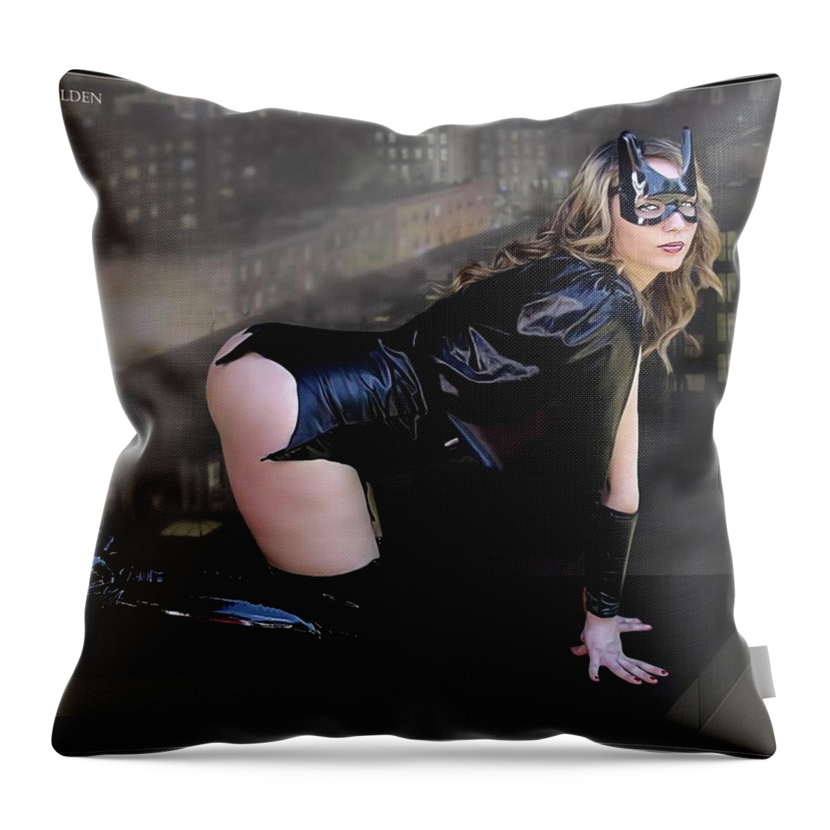 Bat Woman Throw Pillow featuring the photograph Bat Near The Edge by Jon Volden