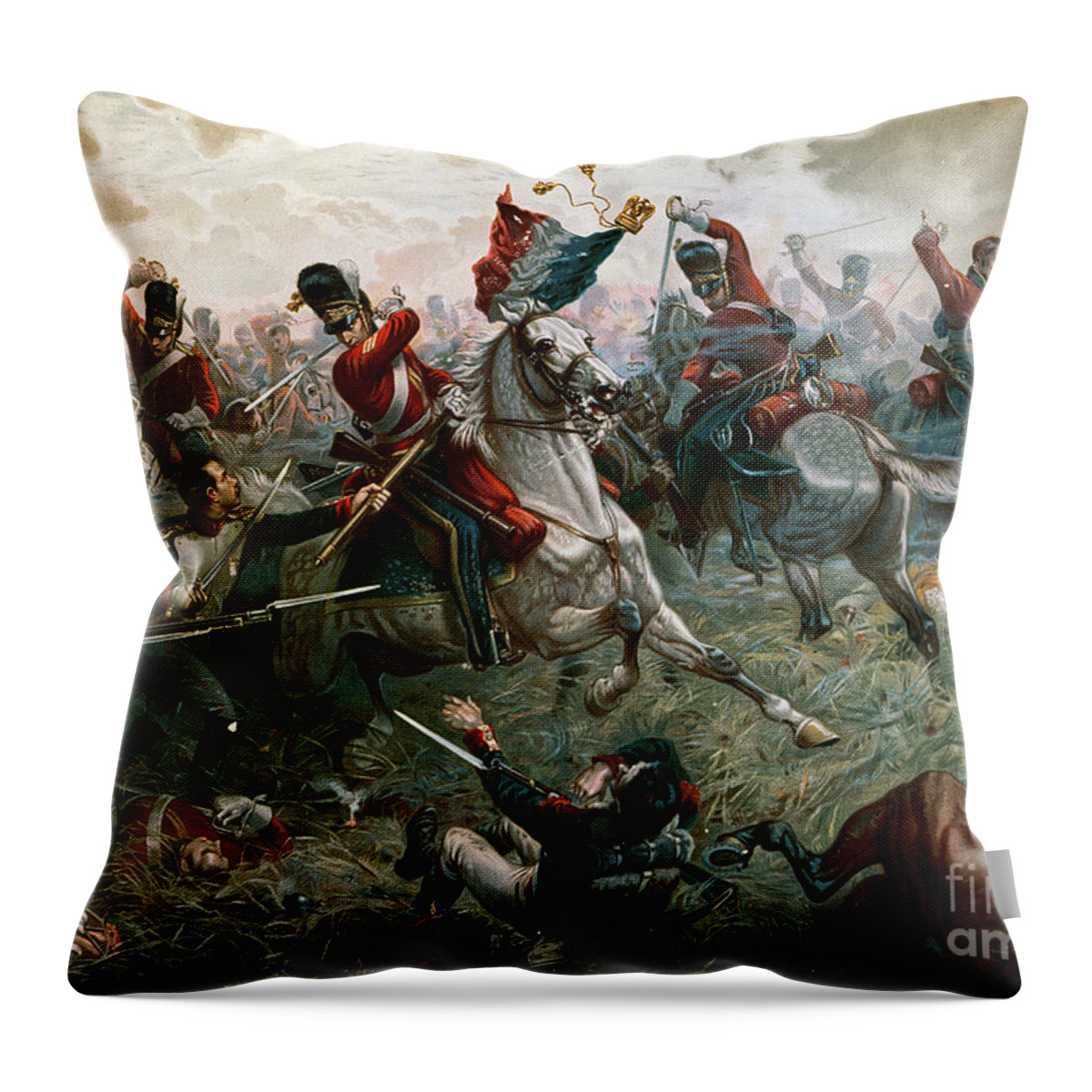 Struggle Throw Pillow featuring the painting Battle of Waterloo by William Holmes Sullivan