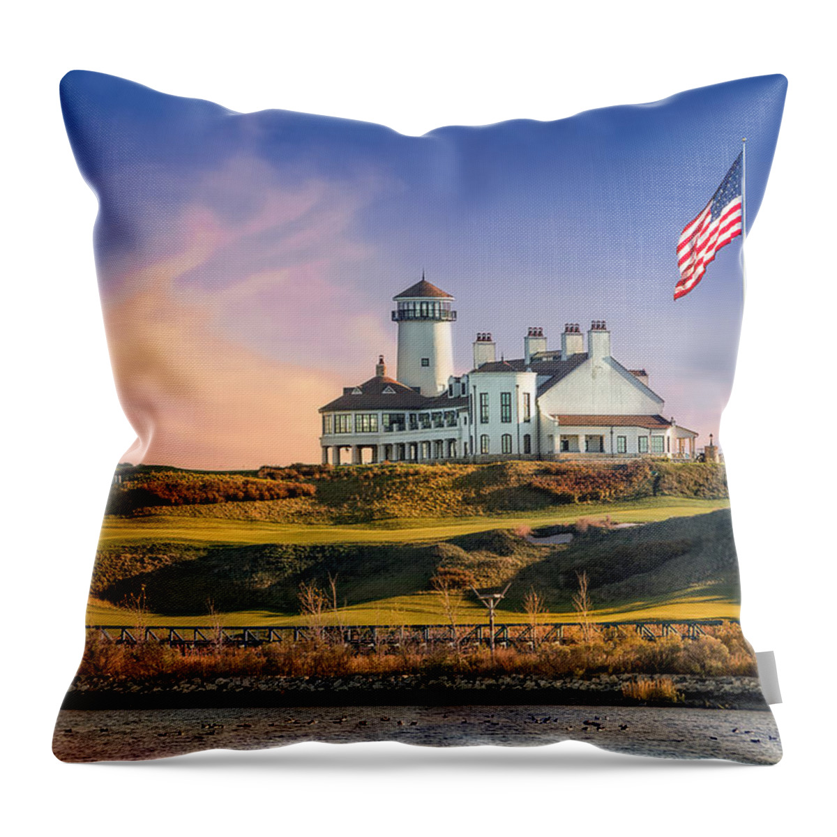 American Flag Throw Pillow featuring the photograph Bayonne Golf Club by Susan Candelario