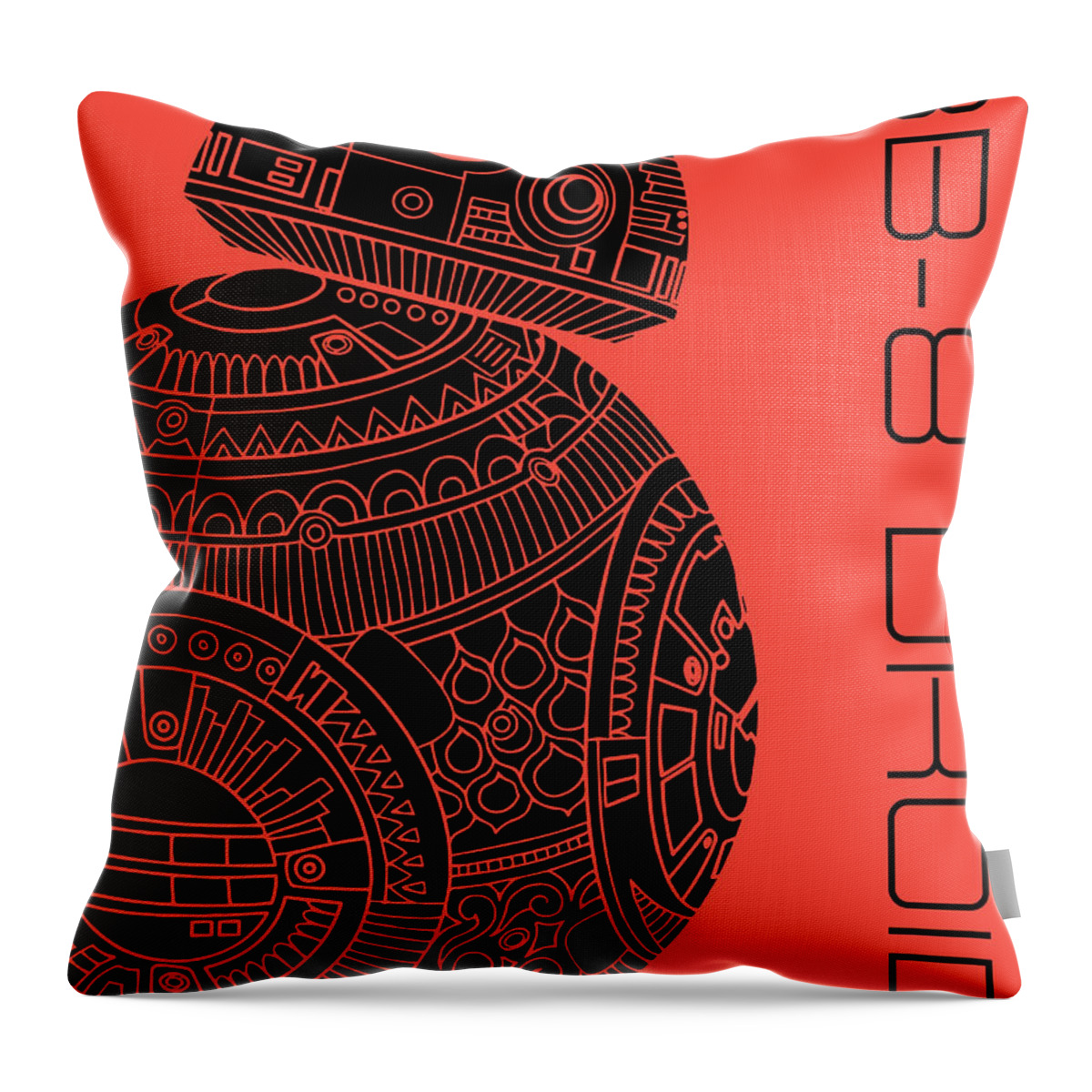 Bb8 Throw Pillow featuring the mixed media BB8 DROID - Star Wars Art, Red by Studio Grafiikka