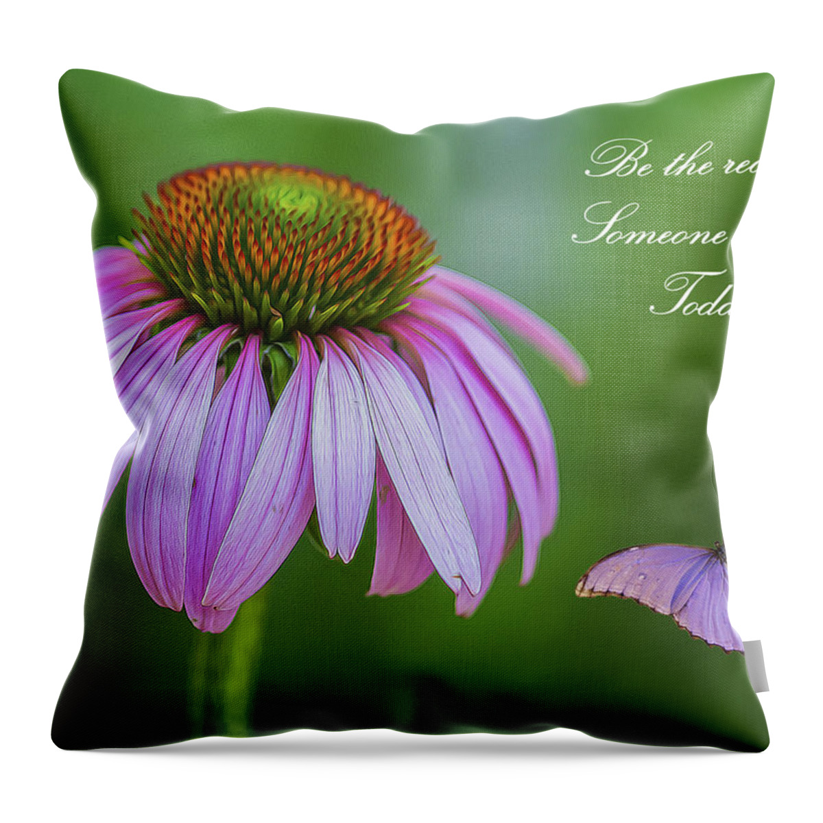 Cone Flower Throw Pillow featuring the photograph Be The Reason by Cathy Kovarik