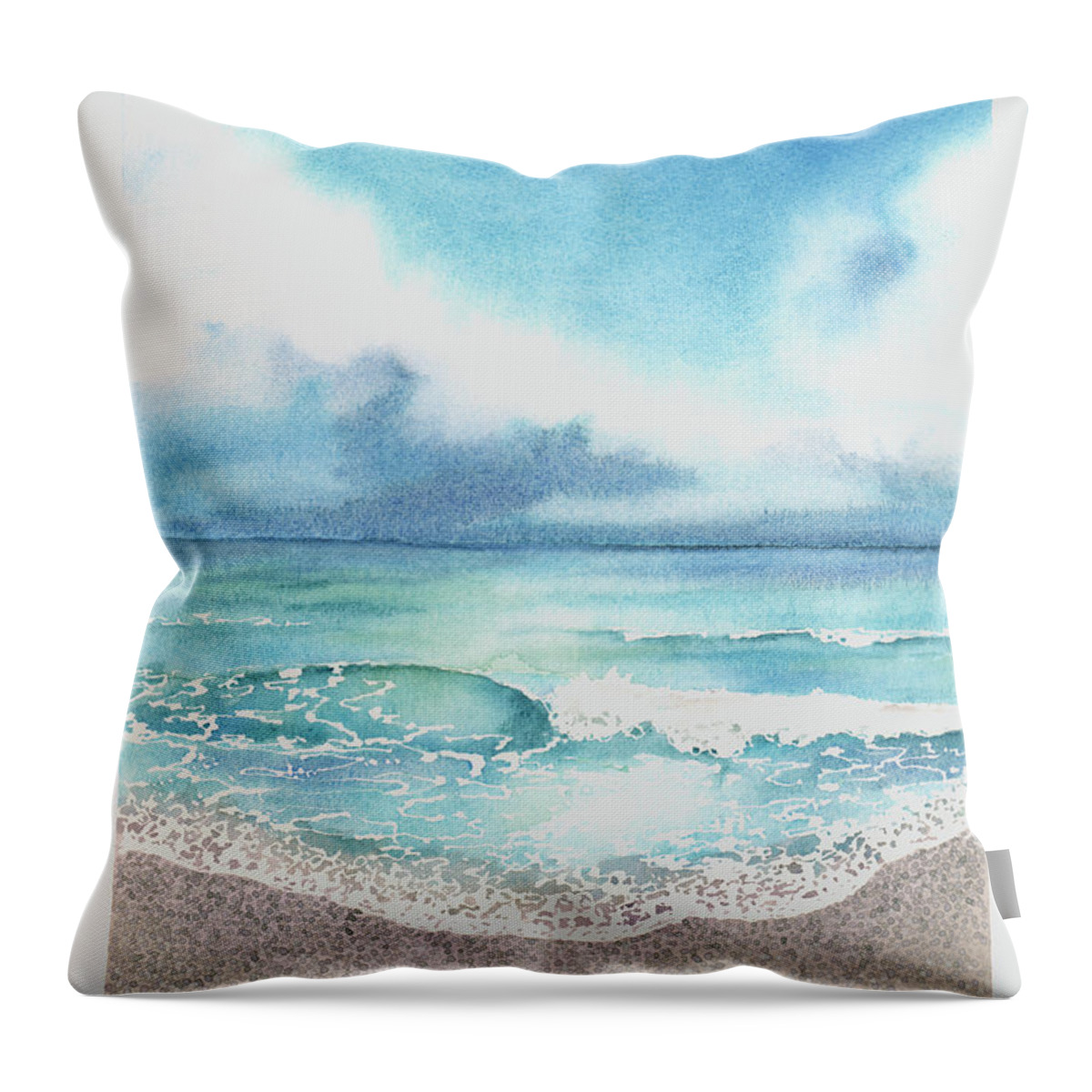 Beach Throw Pillow featuring the painting Beach of Tranquility by Hilda Wagner