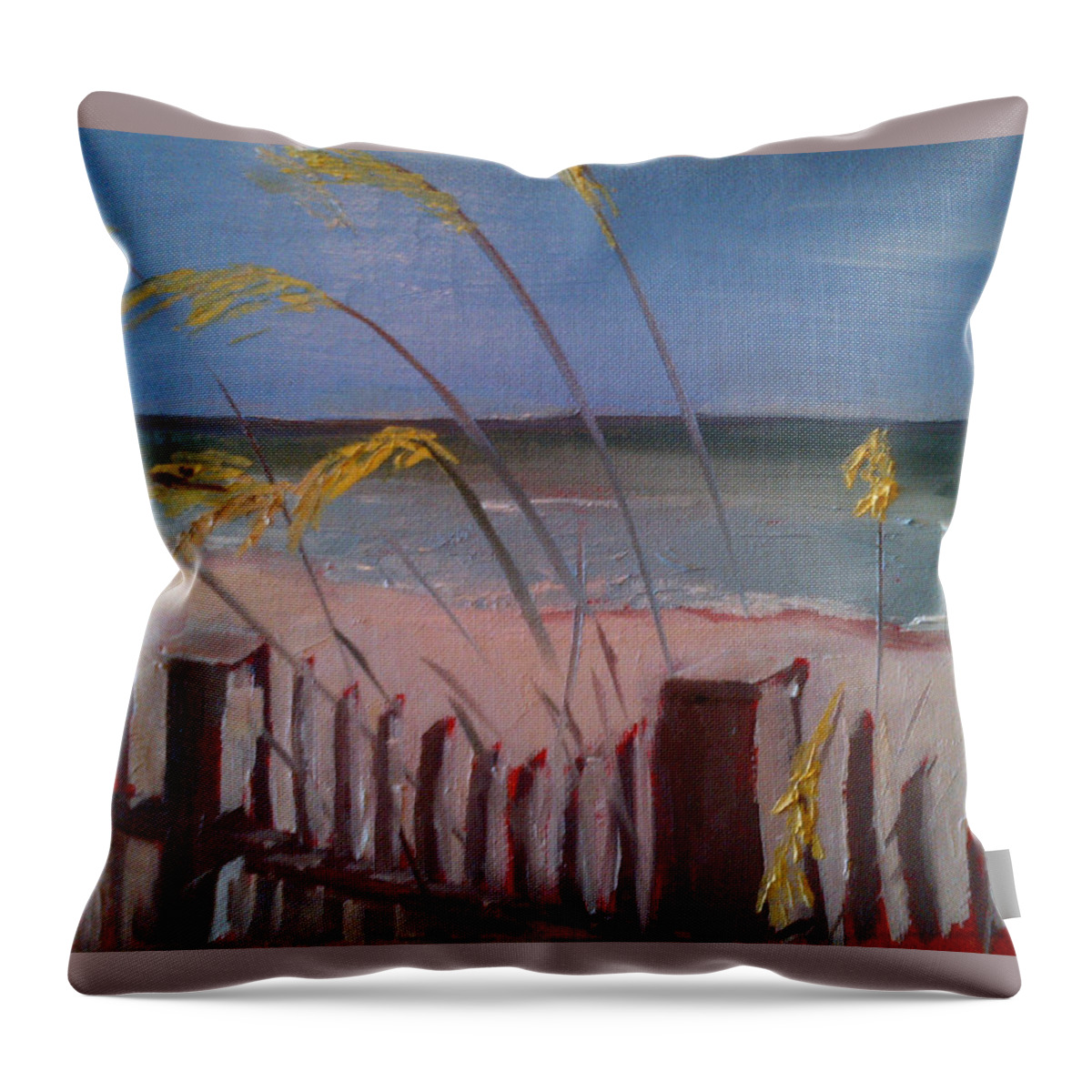 Beach Throw Pillow featuring the painting Beach by Sheila Romard