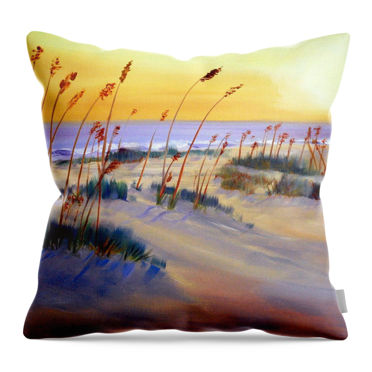 Beach Throw Pillow featuring the painting Beach Sunrise by Phil Burton