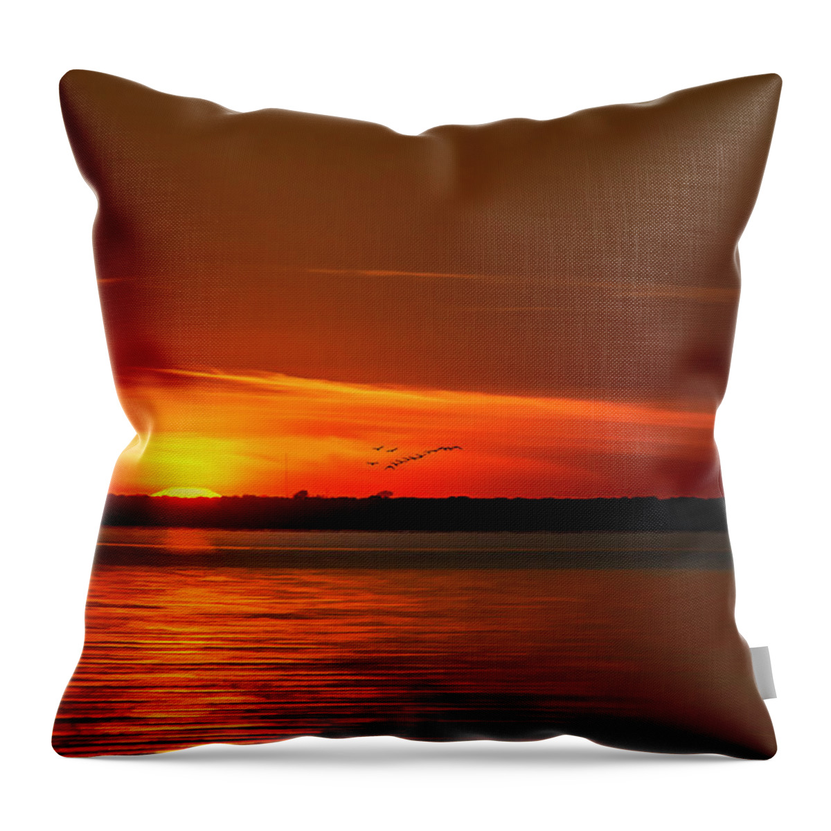 Sunset Throw Pillow featuring the photograph Beach Sunset by Cathy Kovarik