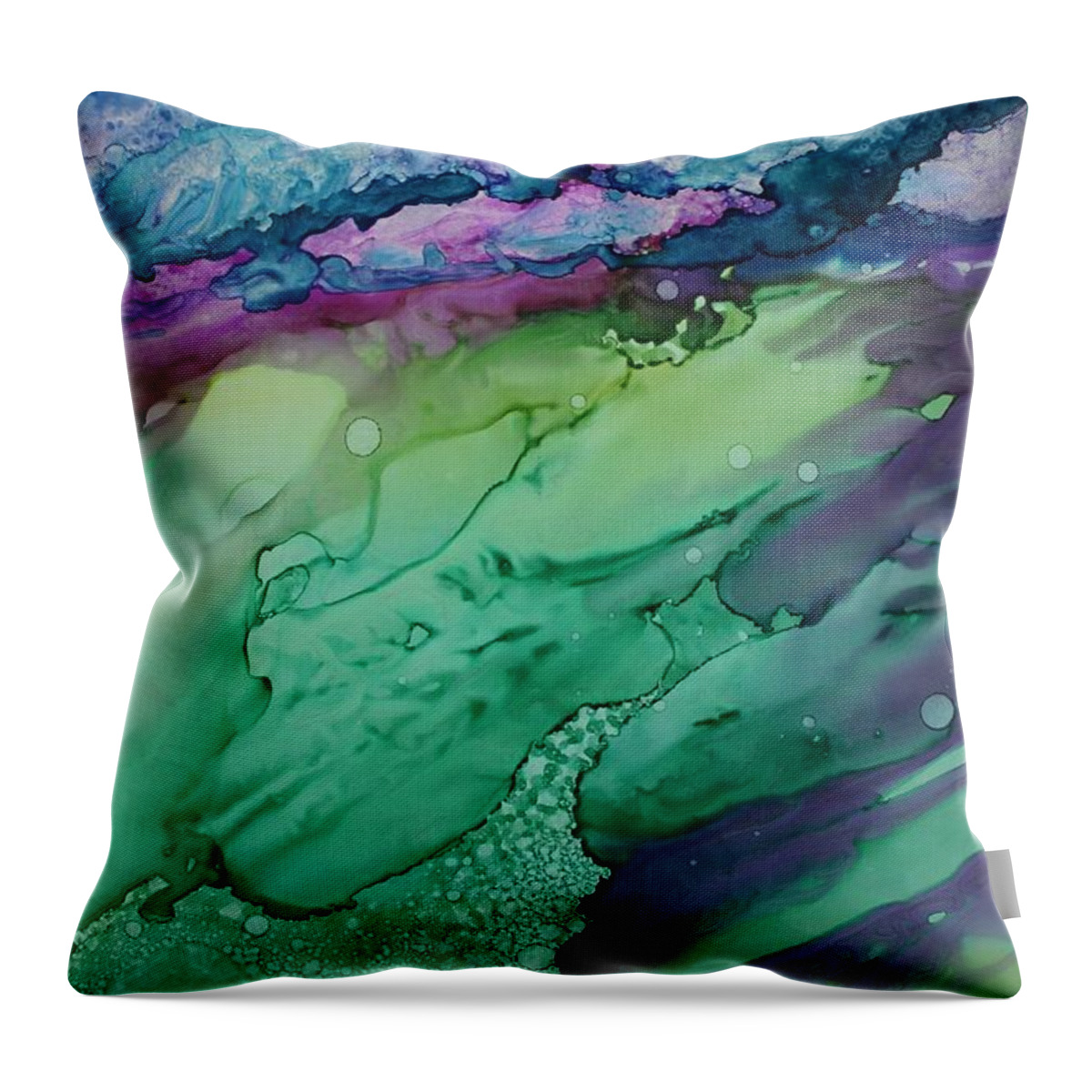 Abstract Throw Pillow featuring the painting Beachfroth by Ruth Kamenev