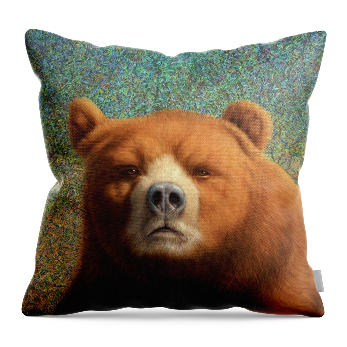 Bear Throw Pillow featuring the painting Bearish by James W Johnson