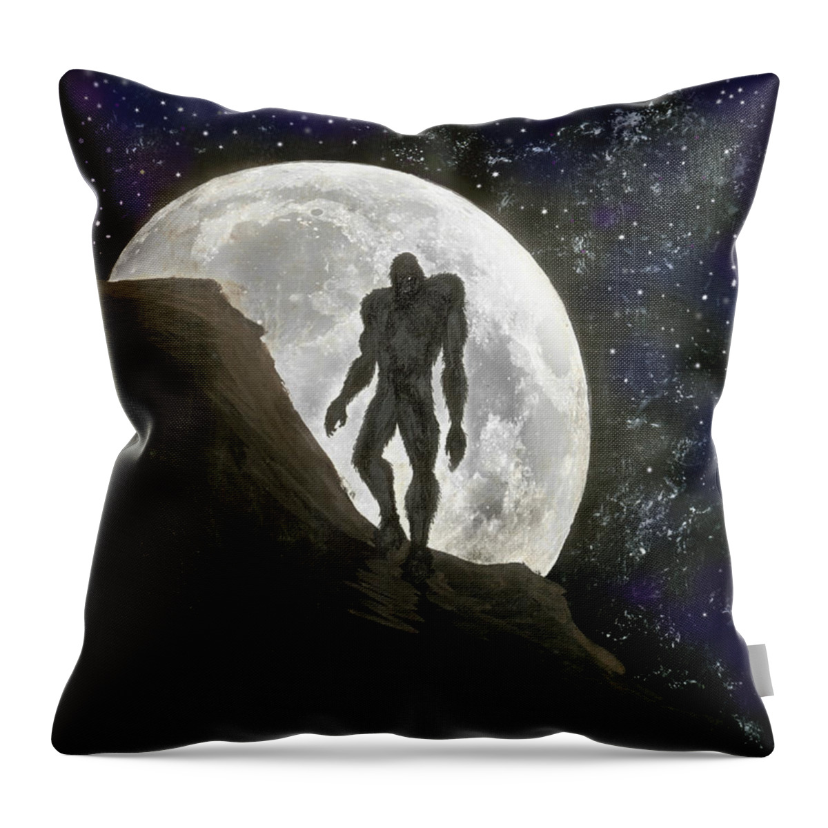 Beast Throw Pillow featuring the painting Beast at Full Moon by Kevin Middleton
