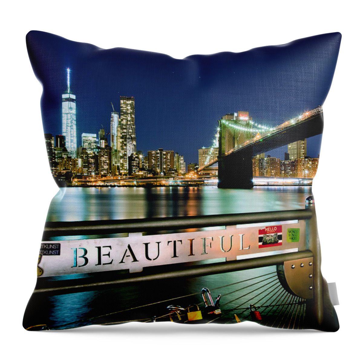 New York City Throw Pillow featuring the photograph Beautiful by Az Jackson