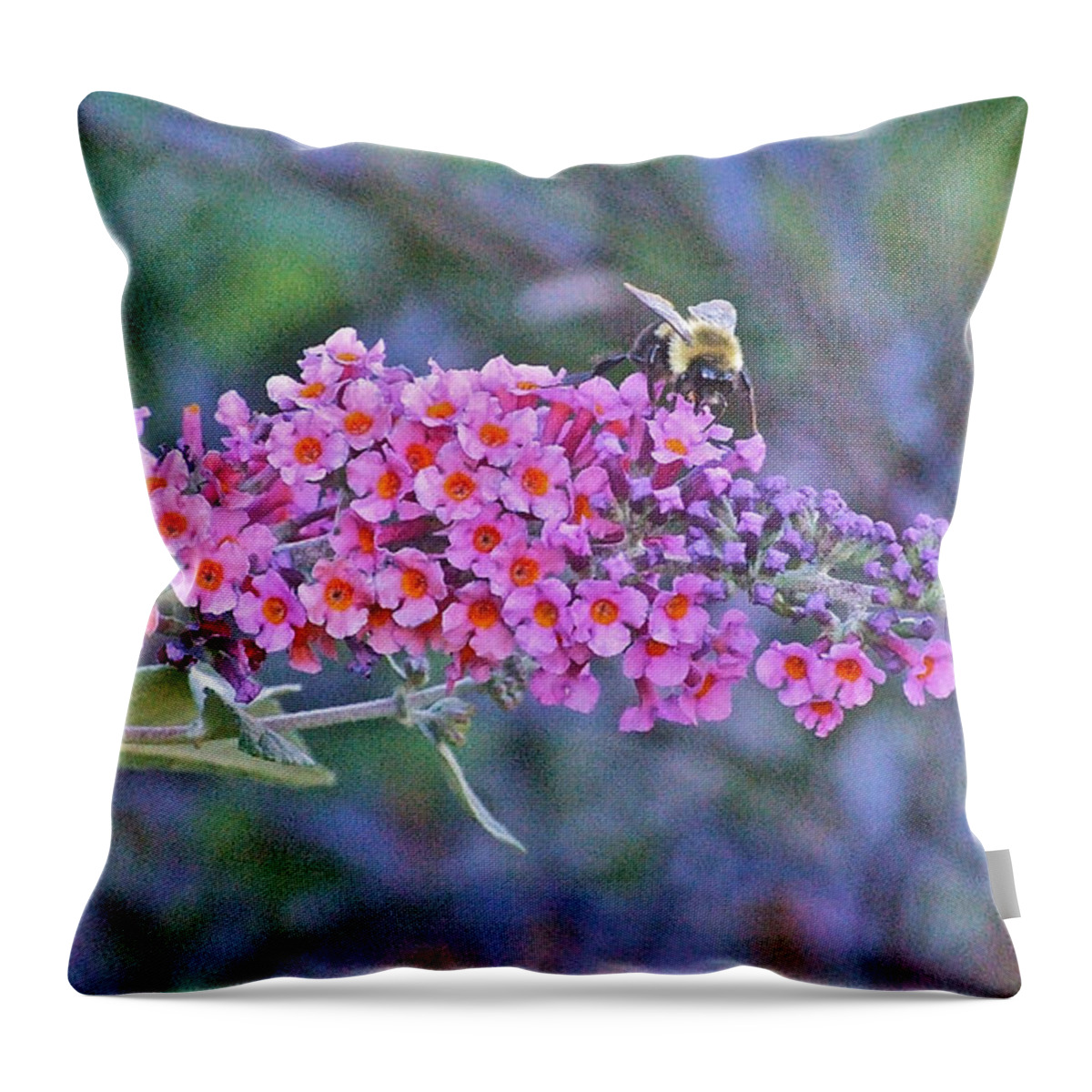 Bumble Bee Throw Pillow featuring the photograph Bee at Brunch by Janis Senungetuk