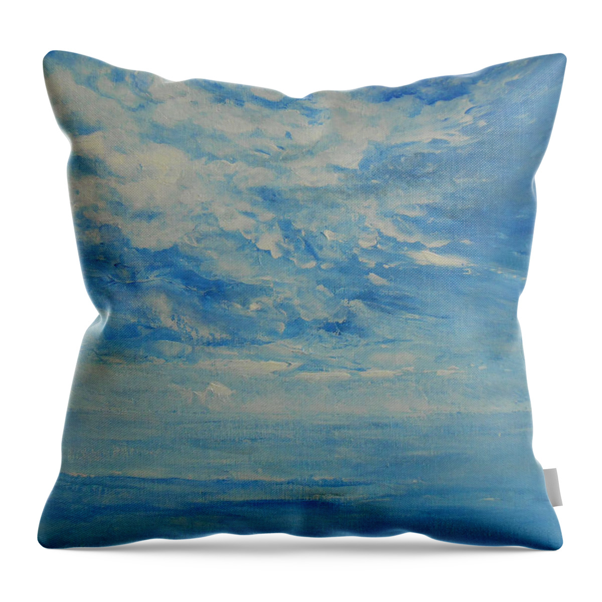 Skyscape Throw Pillow featuring the painting Behind All Clouds by Jane See
