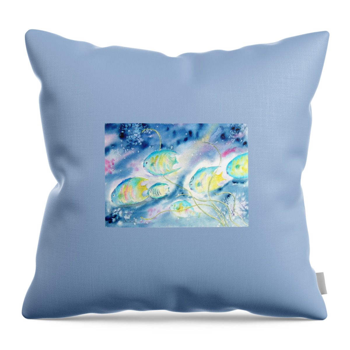 Fish Throw Pillow featuring the painting Beneath the Waves by Diane Kirk