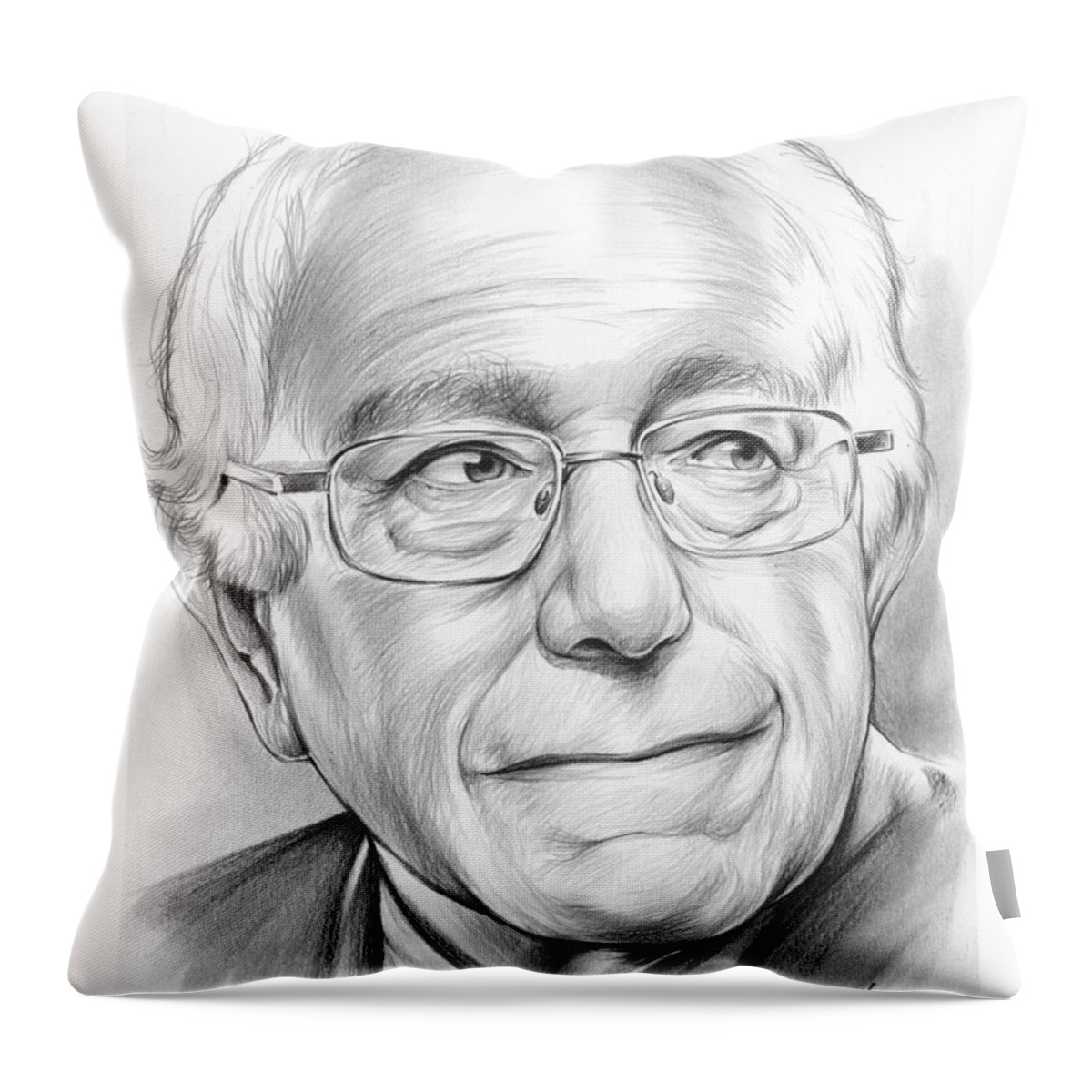 Bernie Sanders Throw Pillow featuring the drawing Bernie Sanders by Greg Joens