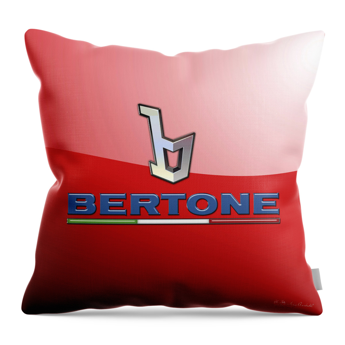 �wheels Of Fortune� Collection By Serge Averbukh Throw Pillow featuring the photograph Bertone 3 D Badge on Red by Serge Averbukh