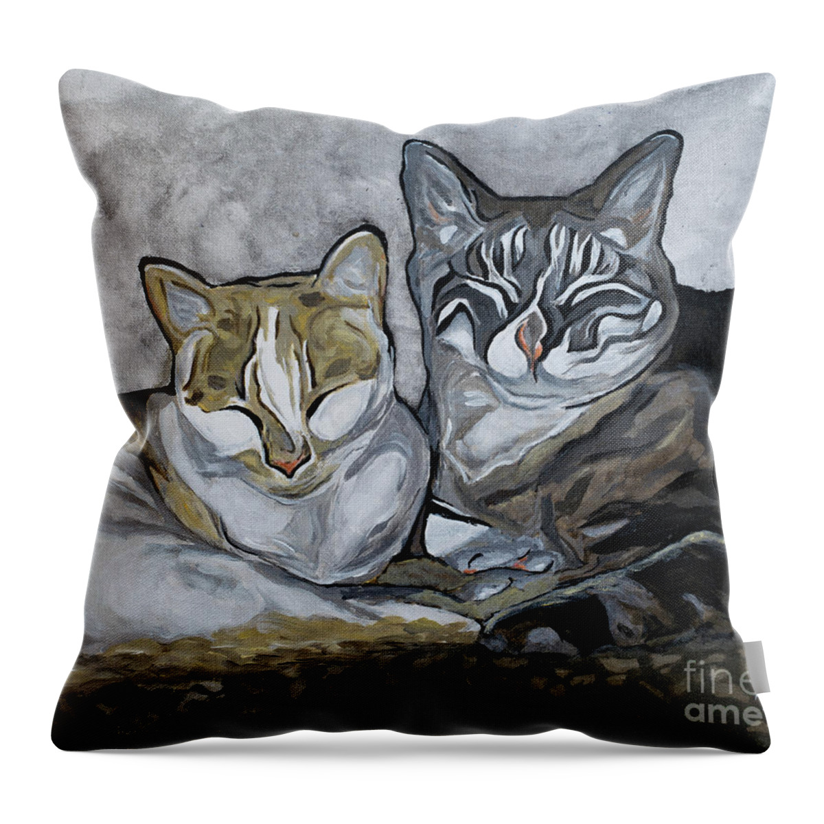 Acrylic Throw Pillow featuring the painting Best Buddies by Jackie MacNair