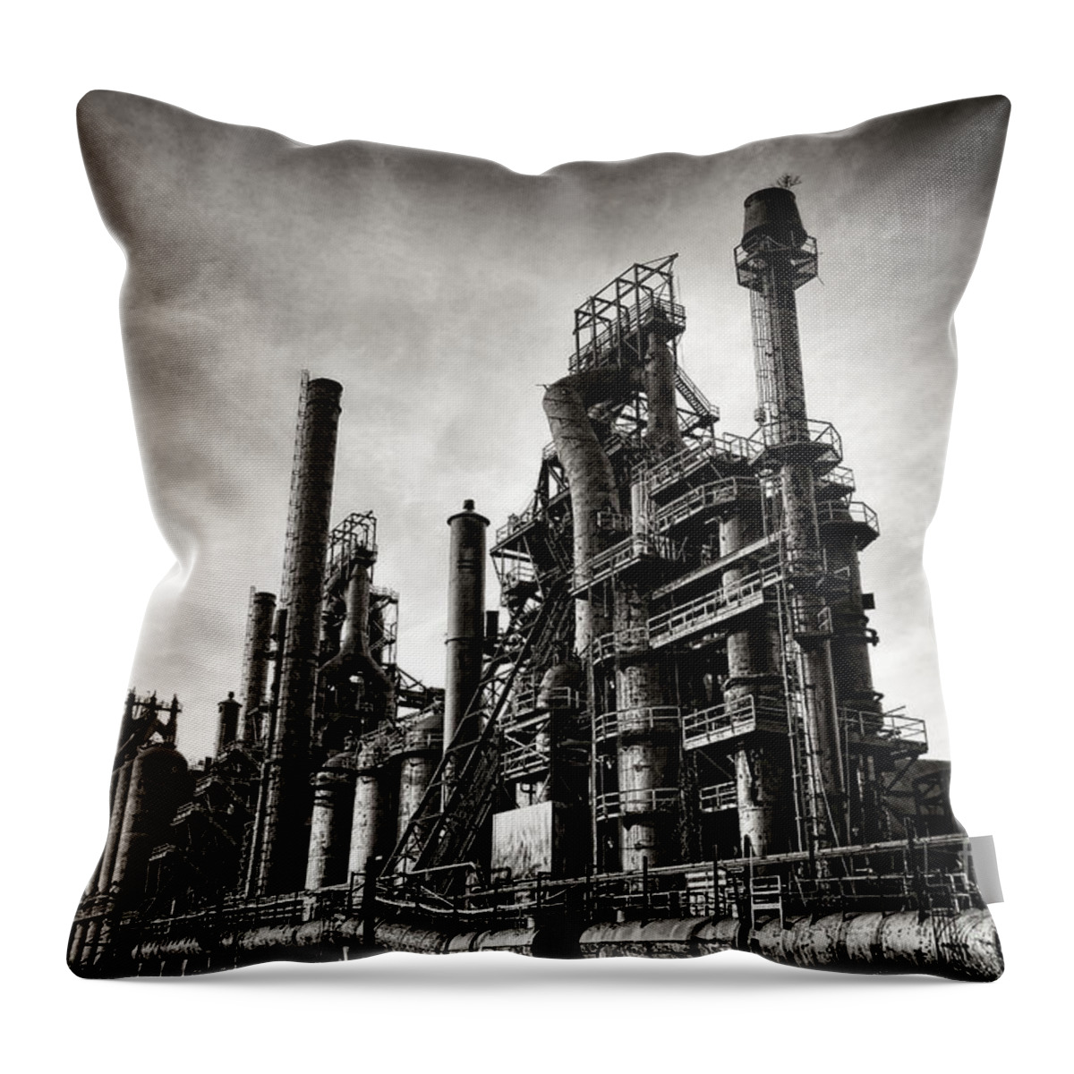 Bethlehem Throw Pillow featuring the photograph Bethlehem Steel by Olivier Le Queinec