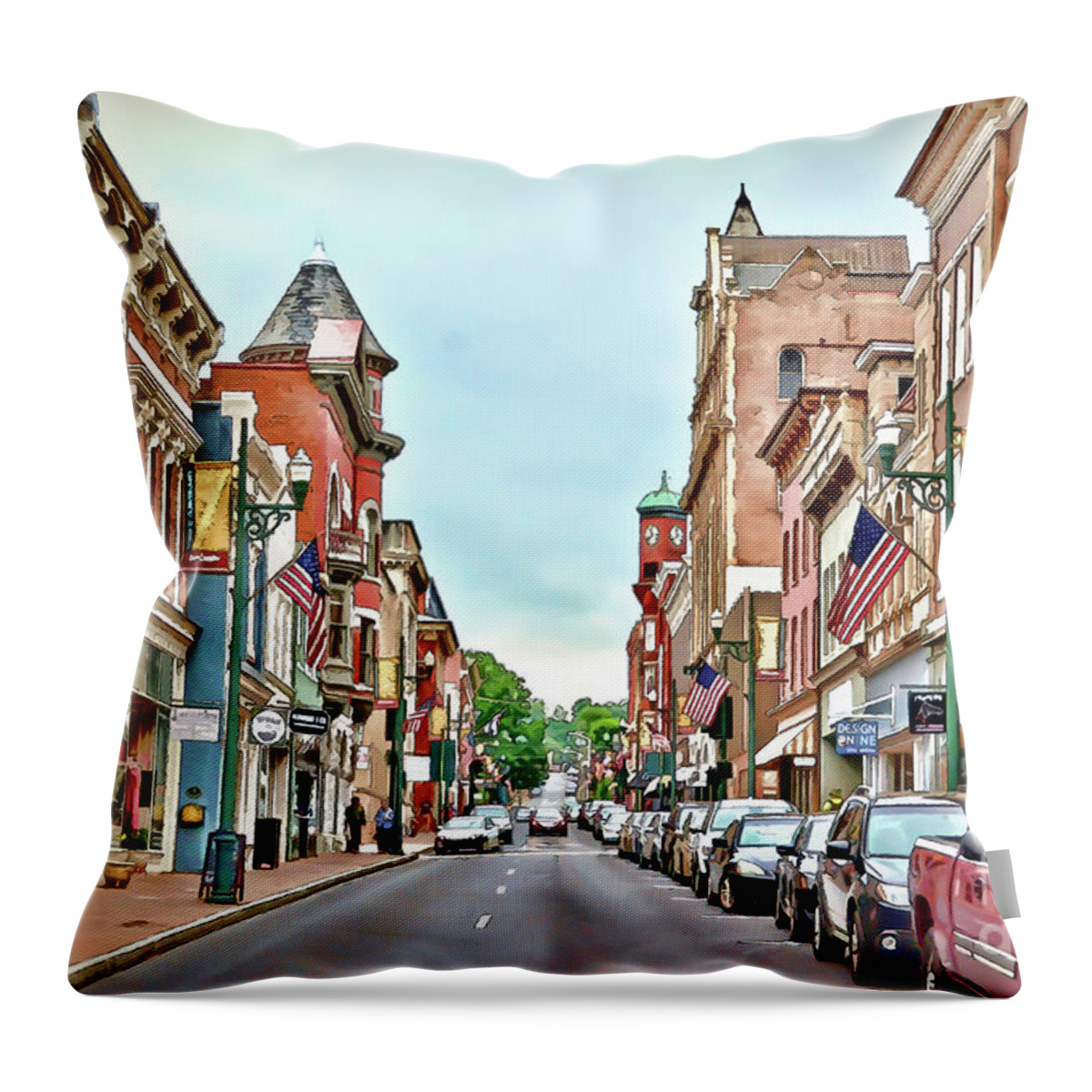 Beverley Historic District Throw Pillow featuring the photograph Beverley Historic District - Staunton Virginia - Art of the Small Town by Kerri Farley