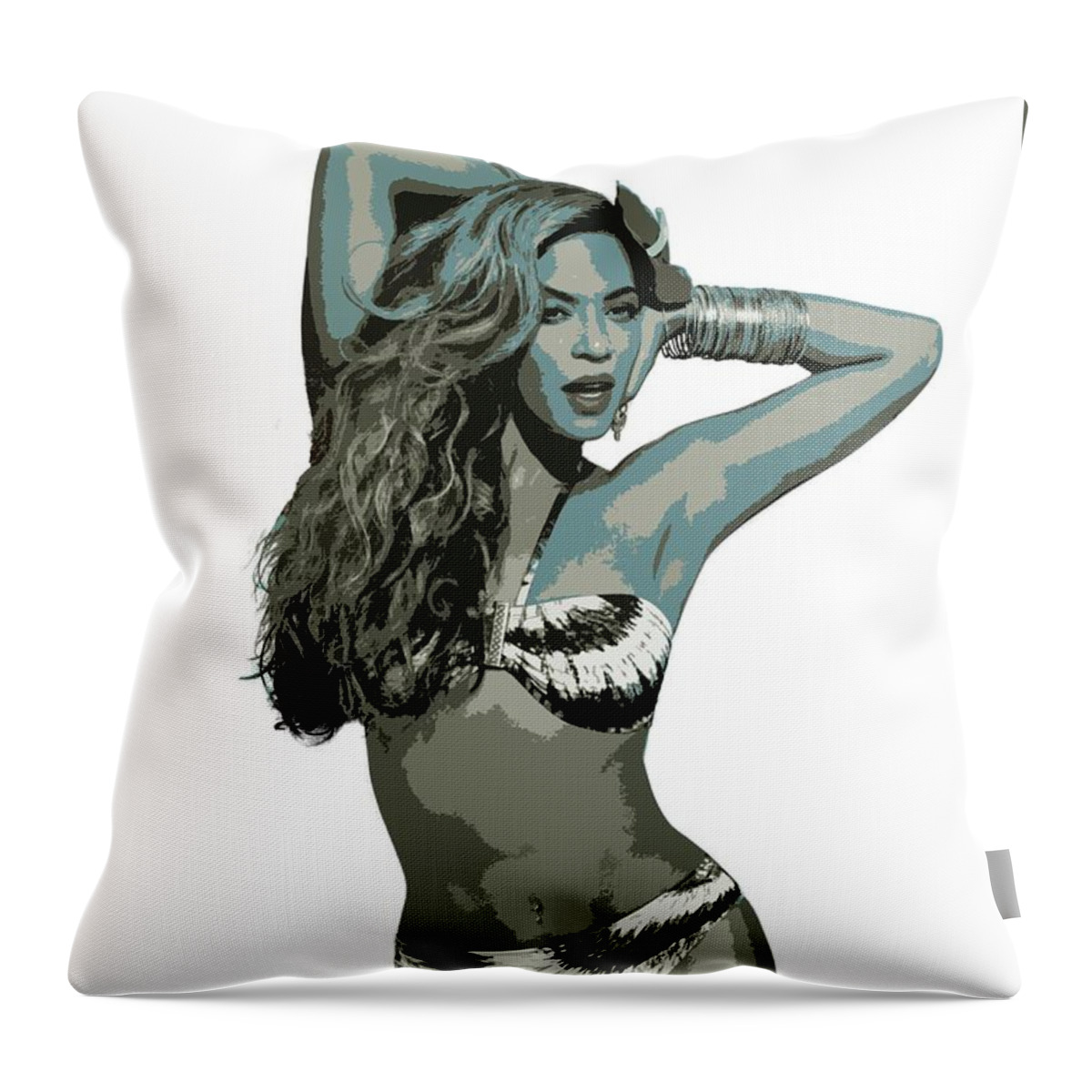 Beyonce Throw Pillow featuring the digital art Beyonce Cutout Art by David Dehner
