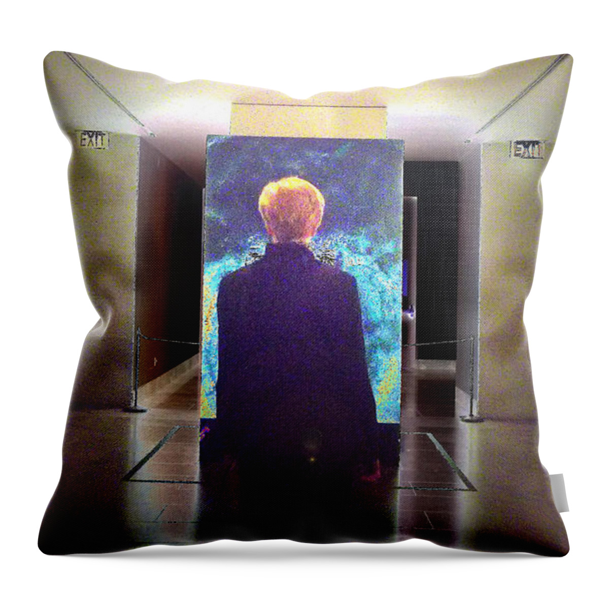 Dystopia Throw Pillow featuring the digital art Big Brother is Watching You by Susan Esbensen