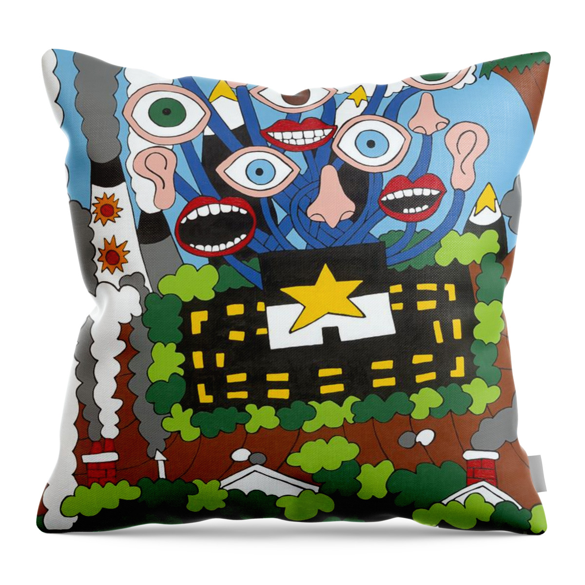 Eyes Throw Pillow featuring the painting Big Brother by Rojax Art