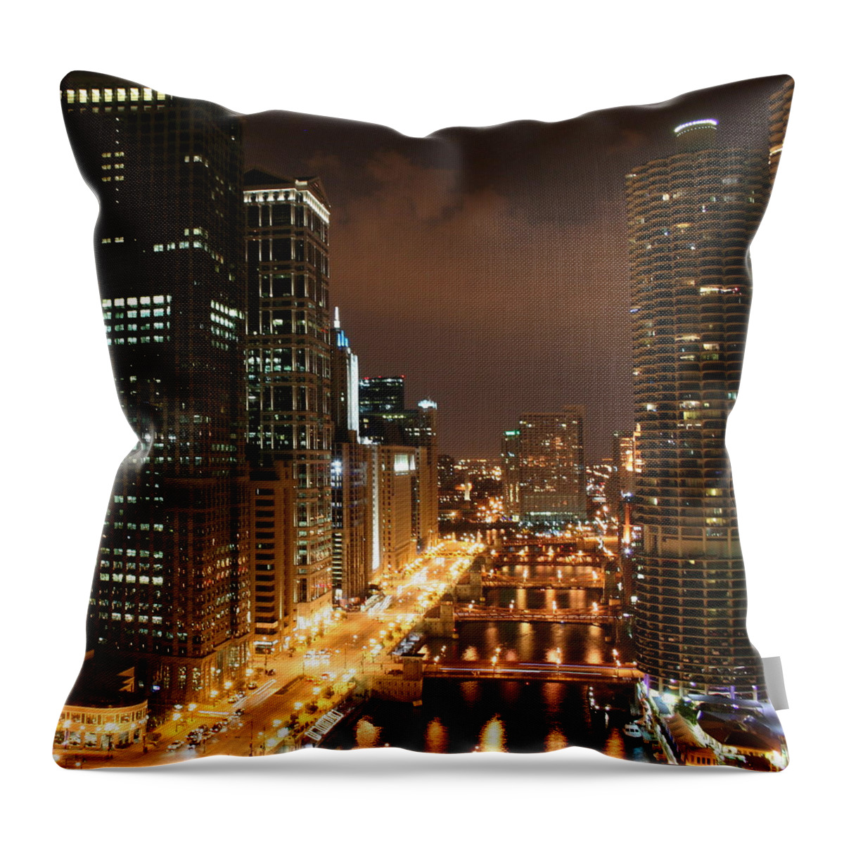 Cityscape Throw Pillow featuring the photograph Big City Lights by Julie Lueders 