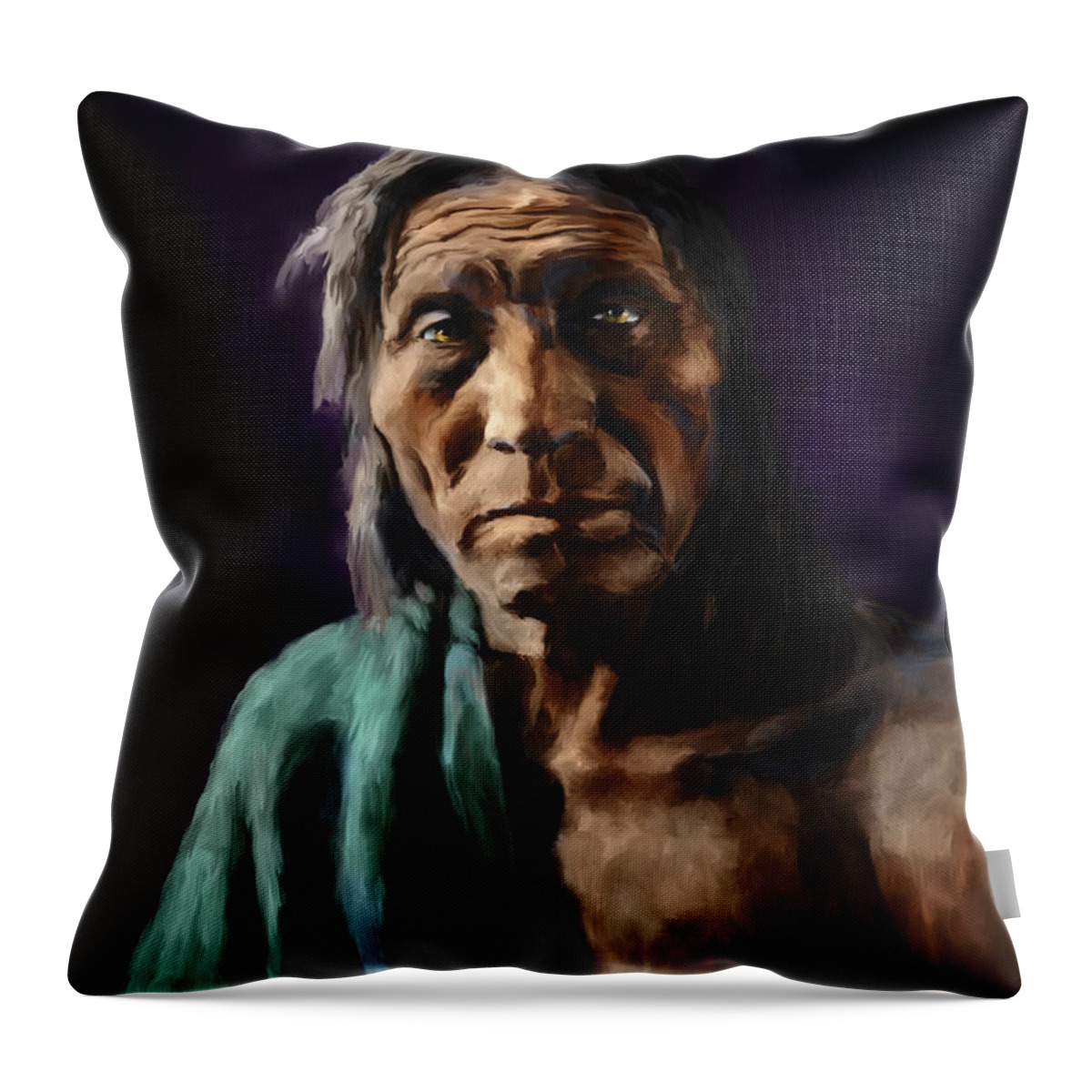Native Throw Pillow featuring the painting Big Head by Rick Mosher
