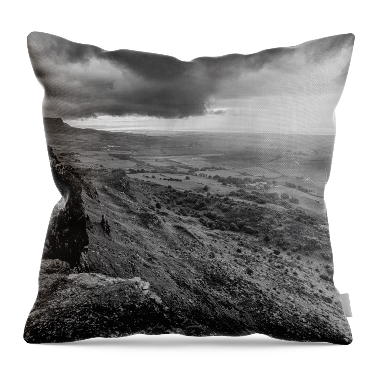 Binevenagh Throw Pillow featuring the photograph Binevenagh Storm Clouds by Nigel R Bell